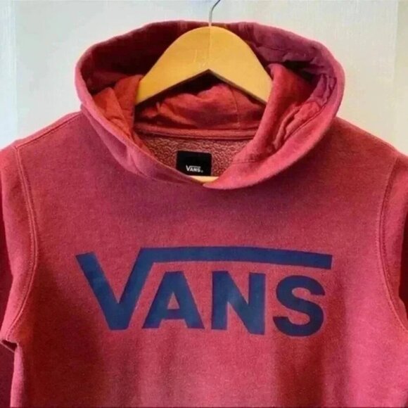 Vans Classic Hoodie Sweatshirt Pullover Red Blue Boys Unisex Size Small - Picture 5 of 12